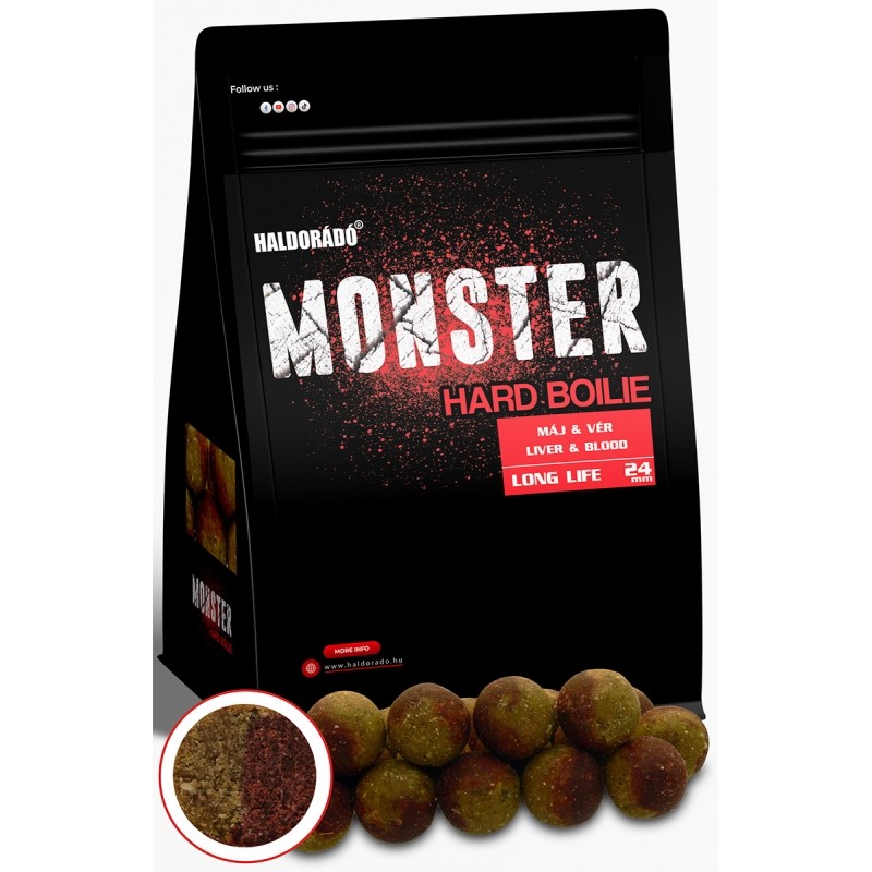 Boilies Haldorado Monster Hard Boilie 24+, 700g, 24mm - Ficat + Sange